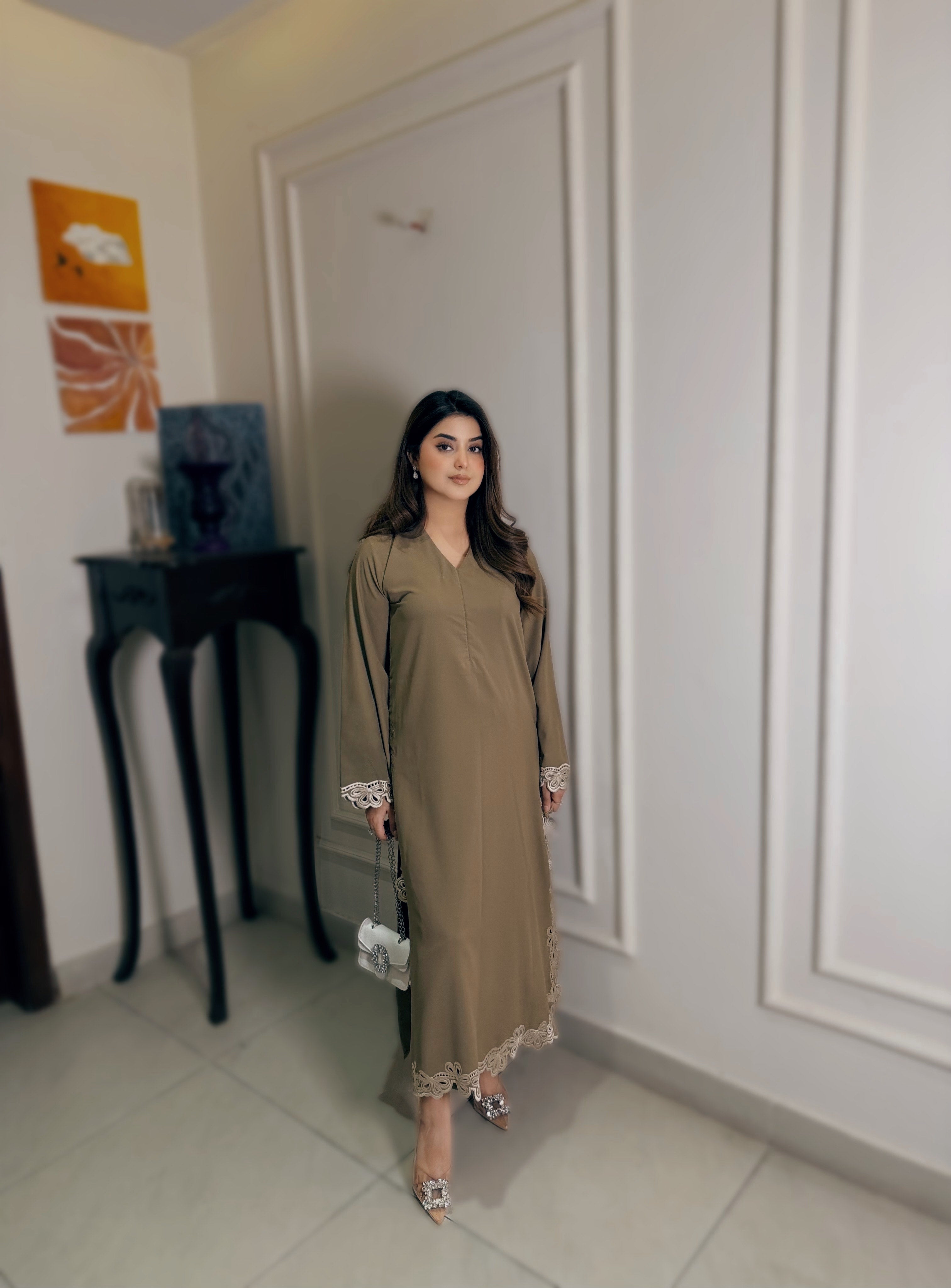 Petal hem Olive Twill