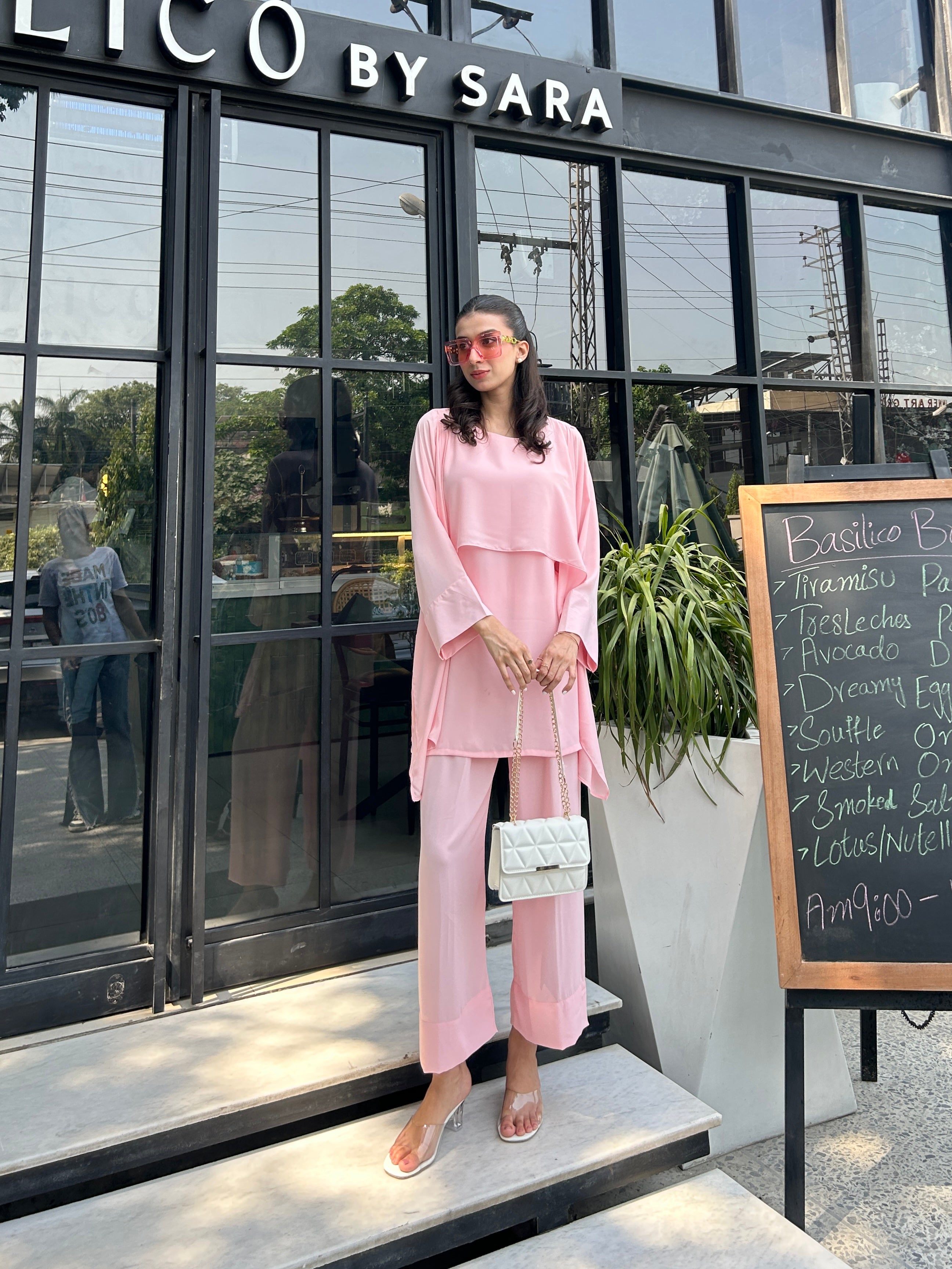 Powder pink cape two pc