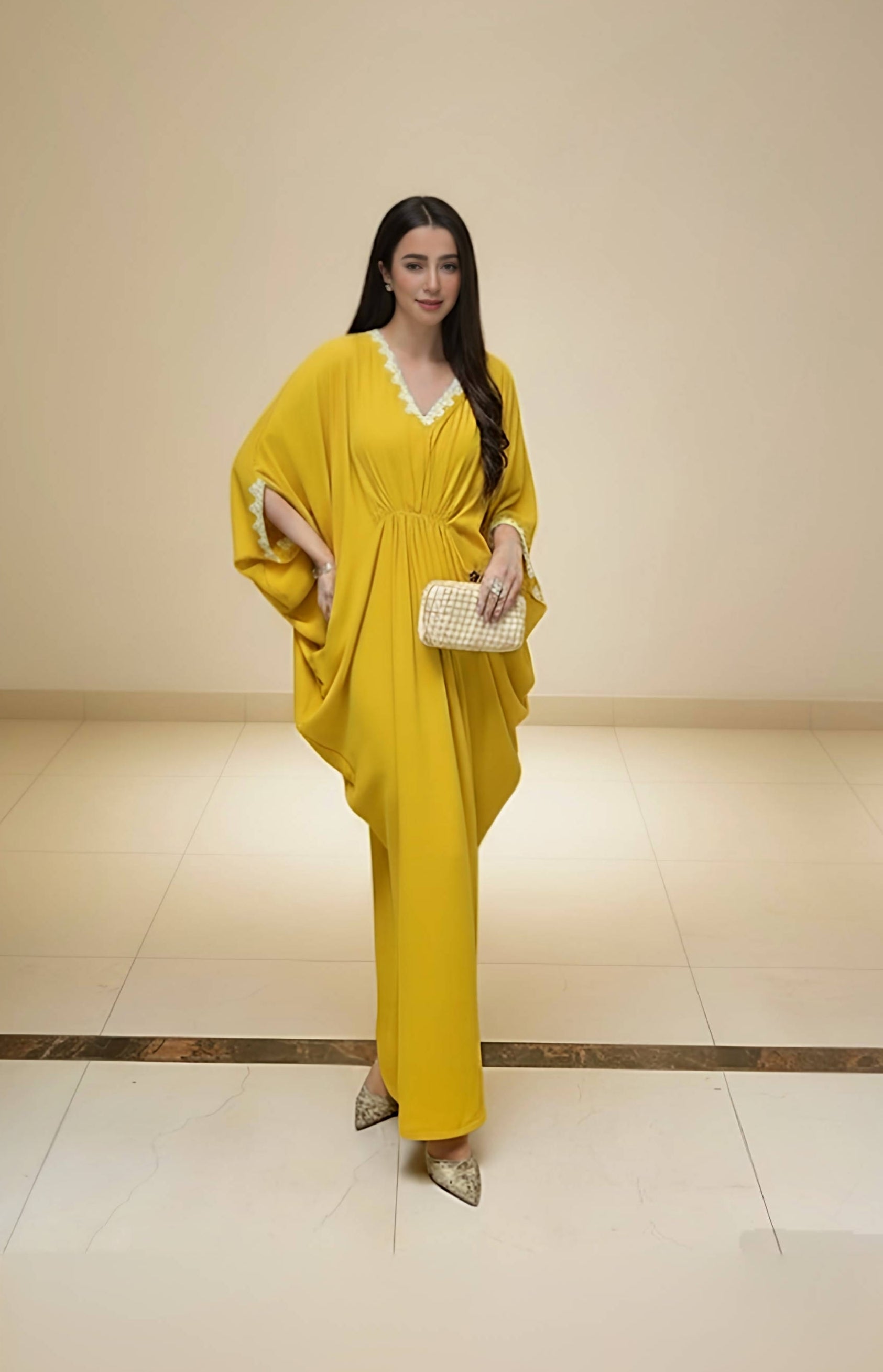 Lemon embroidery kaftan