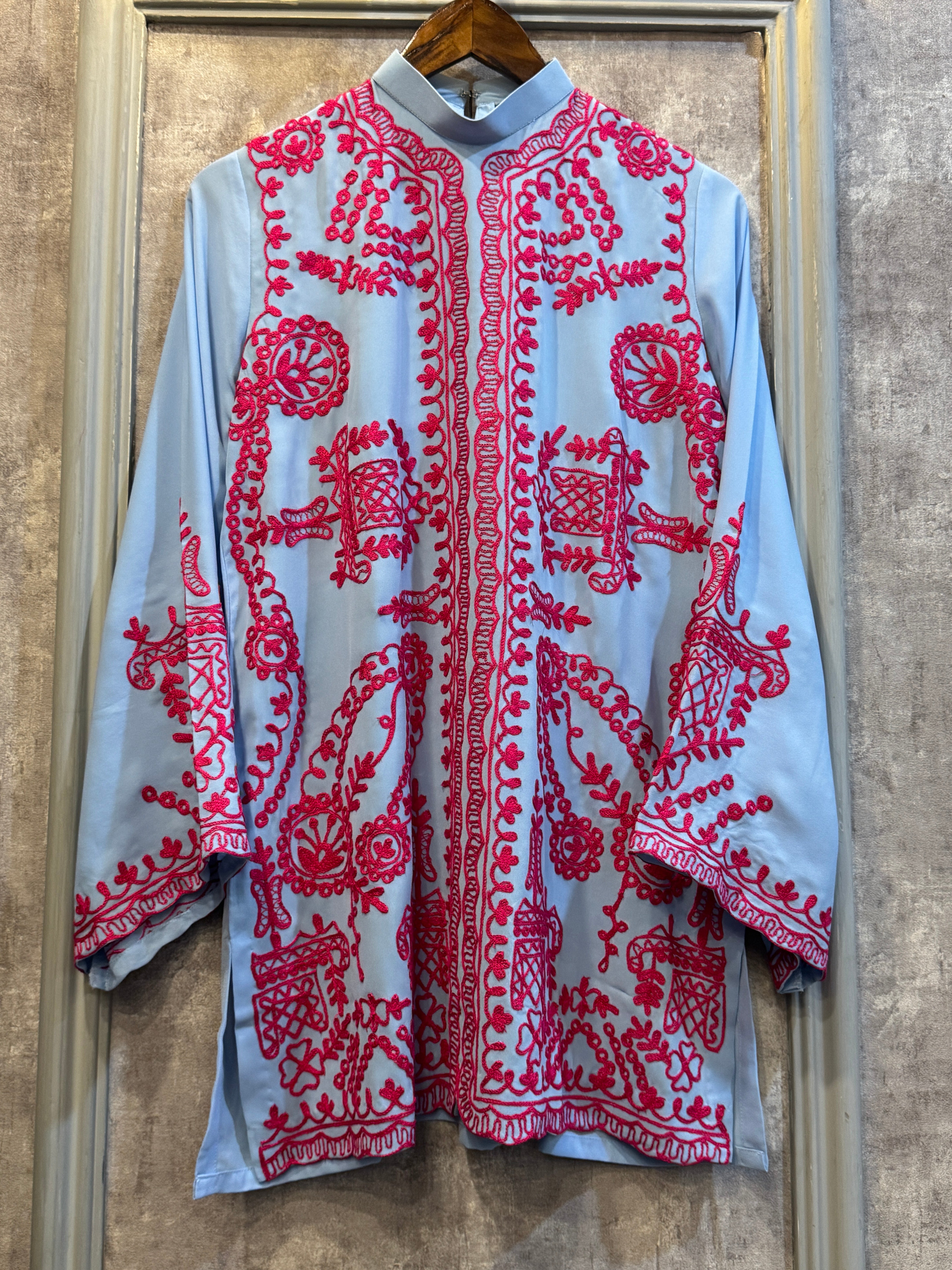 Ice blue Embroidered sewing Spot