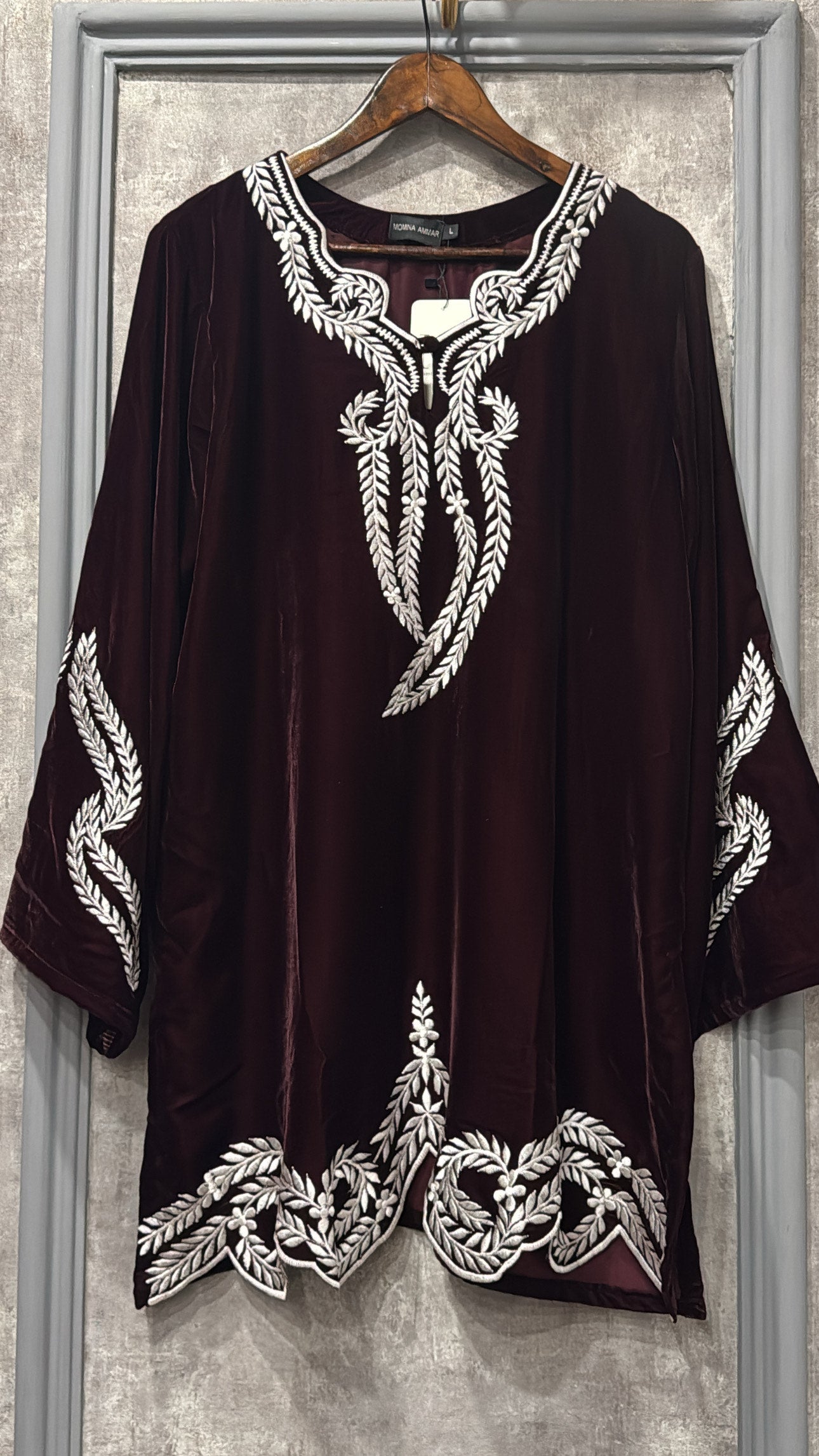 Burgundy scallop velvet