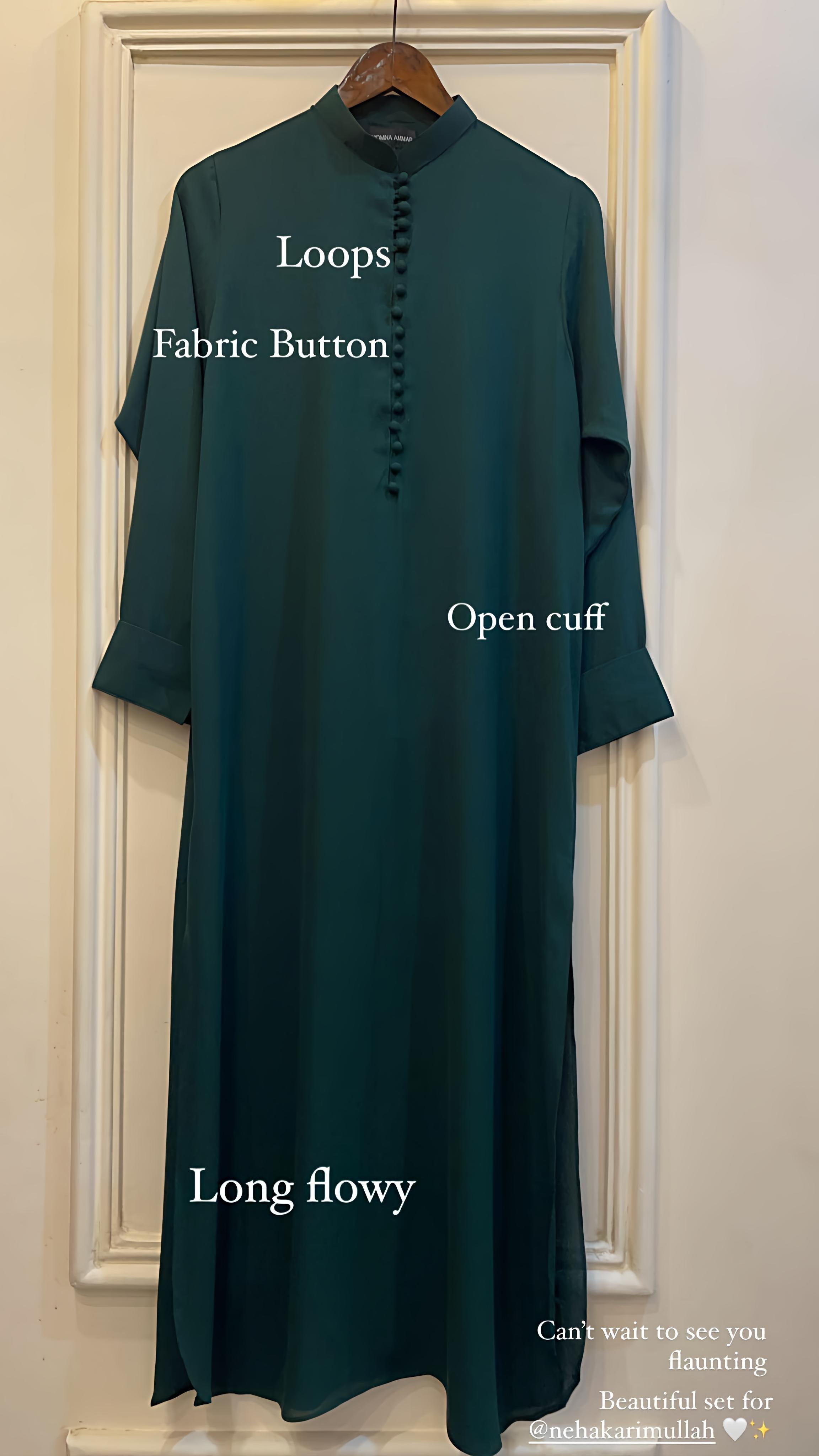 Tunic Green Long Button Set