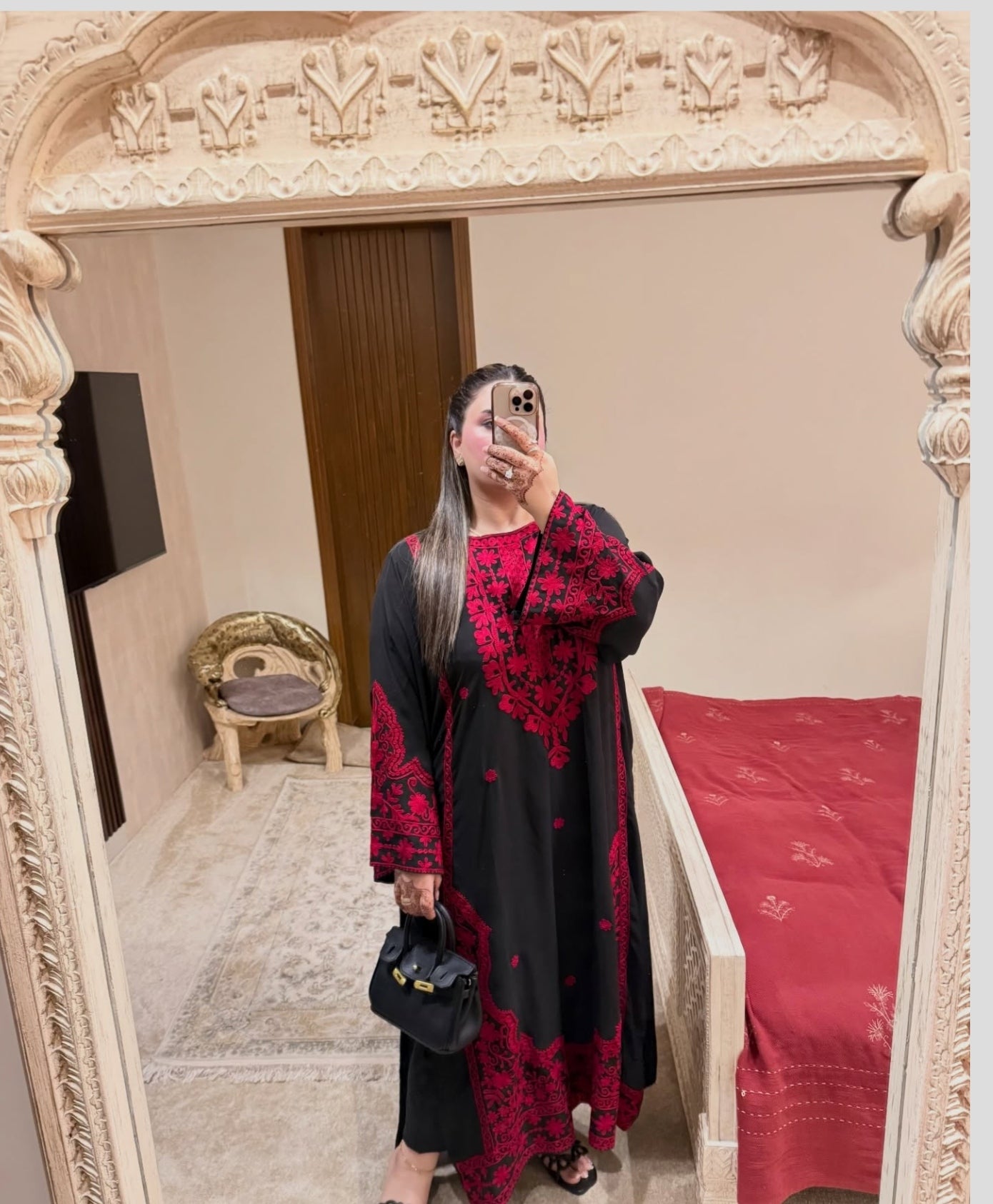 Red Embroidered two pc
