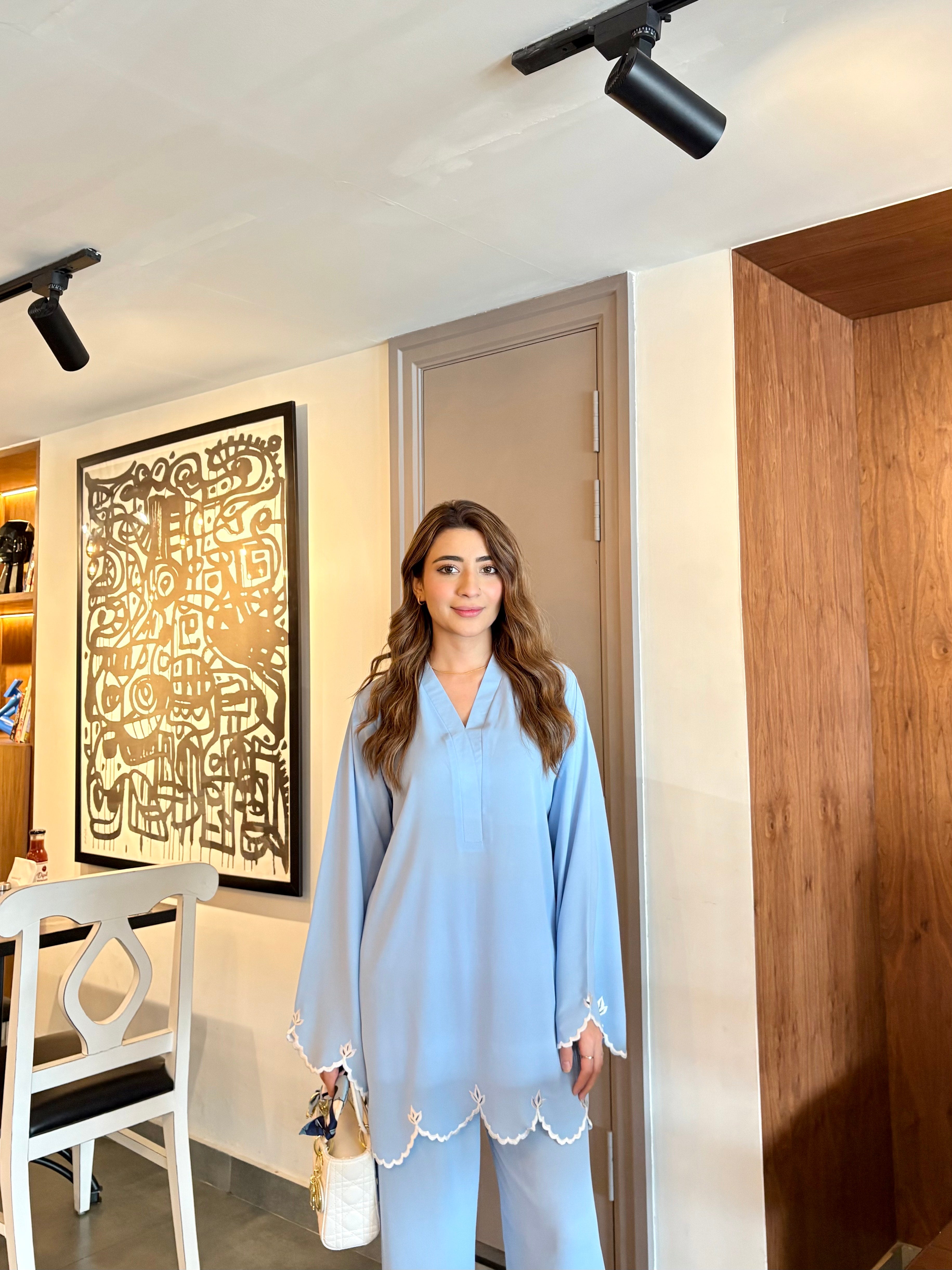 Ice blue hem Co-ord set