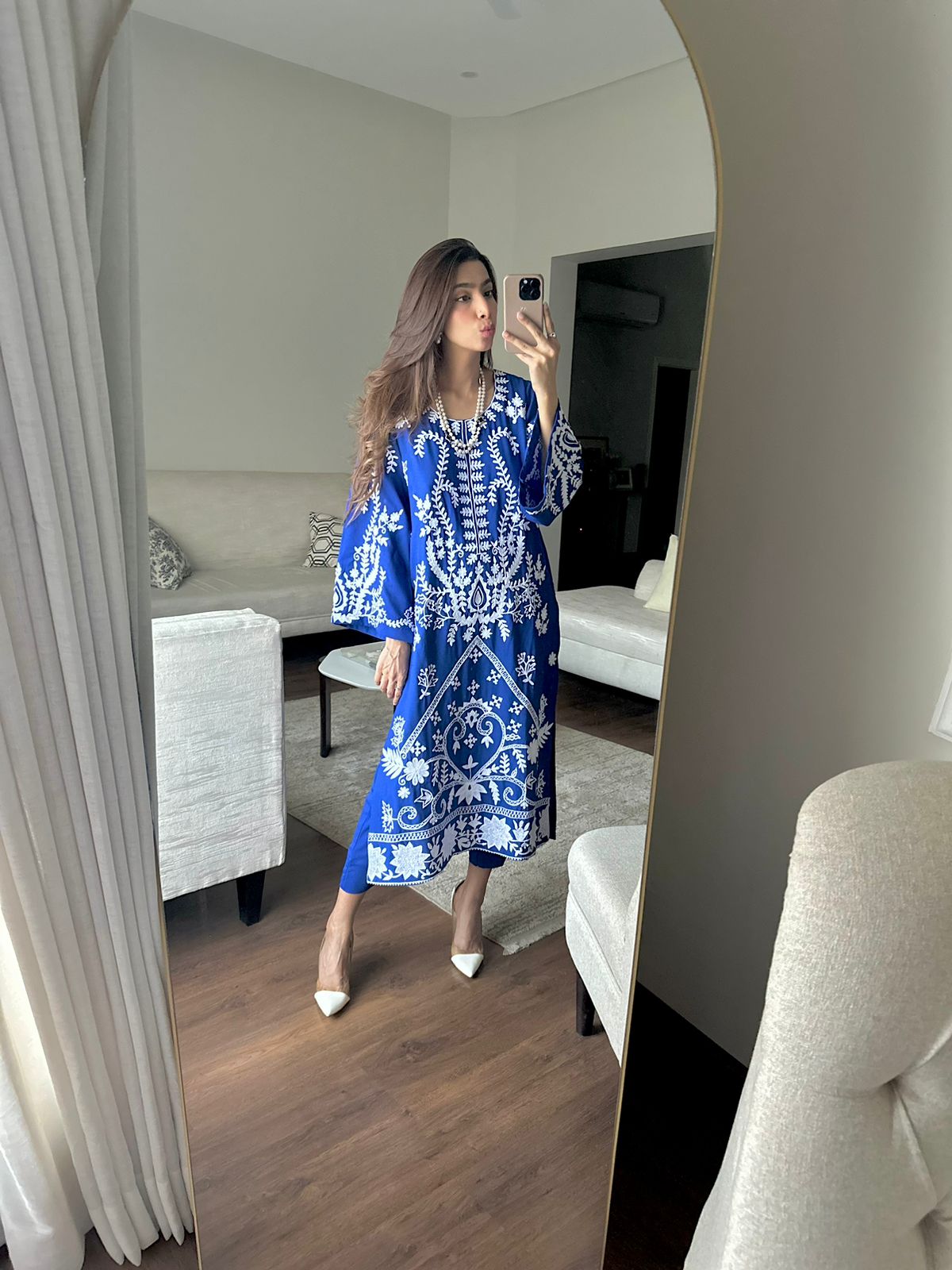 Royal Blue Ari Embroidered Tunic Momina Ammar Royal Blue Ari Embroidered Tunic Momina Ammar