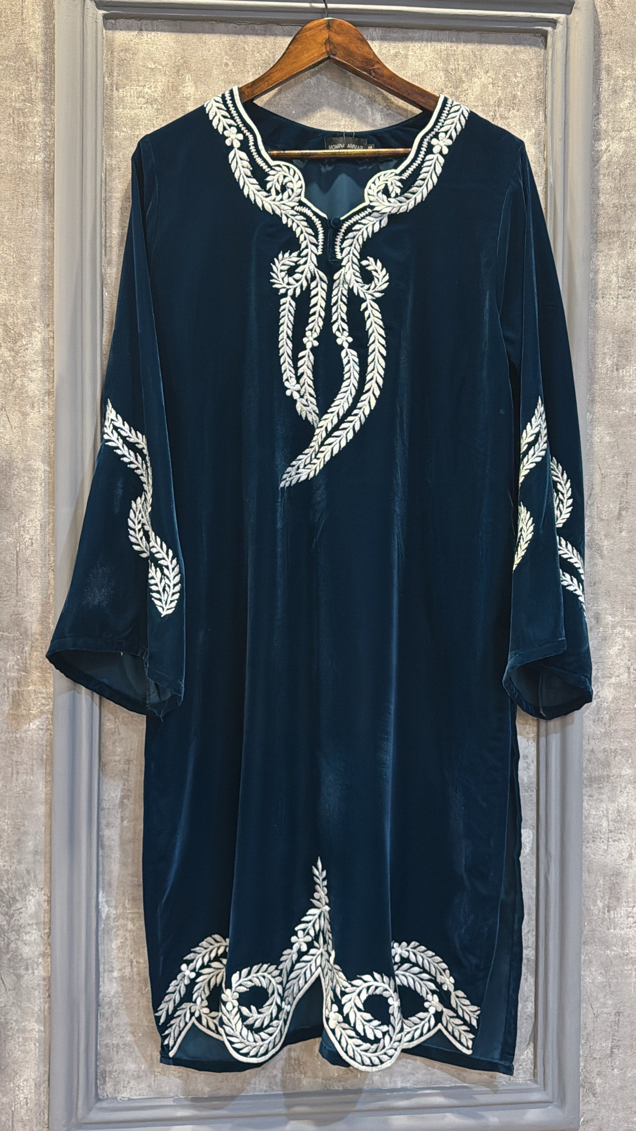 Teal Blue scallop velvet