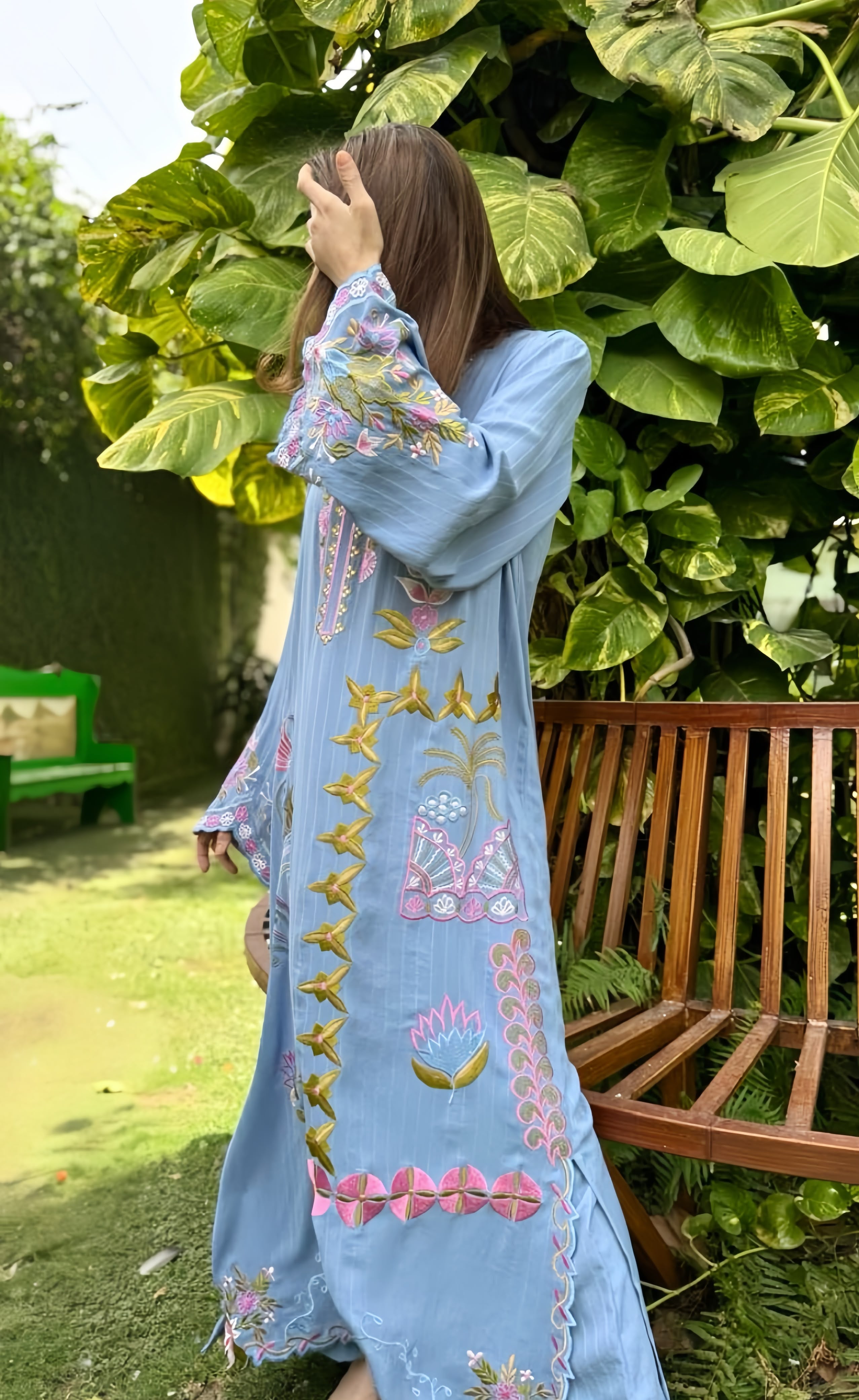 Ice blue kaftan