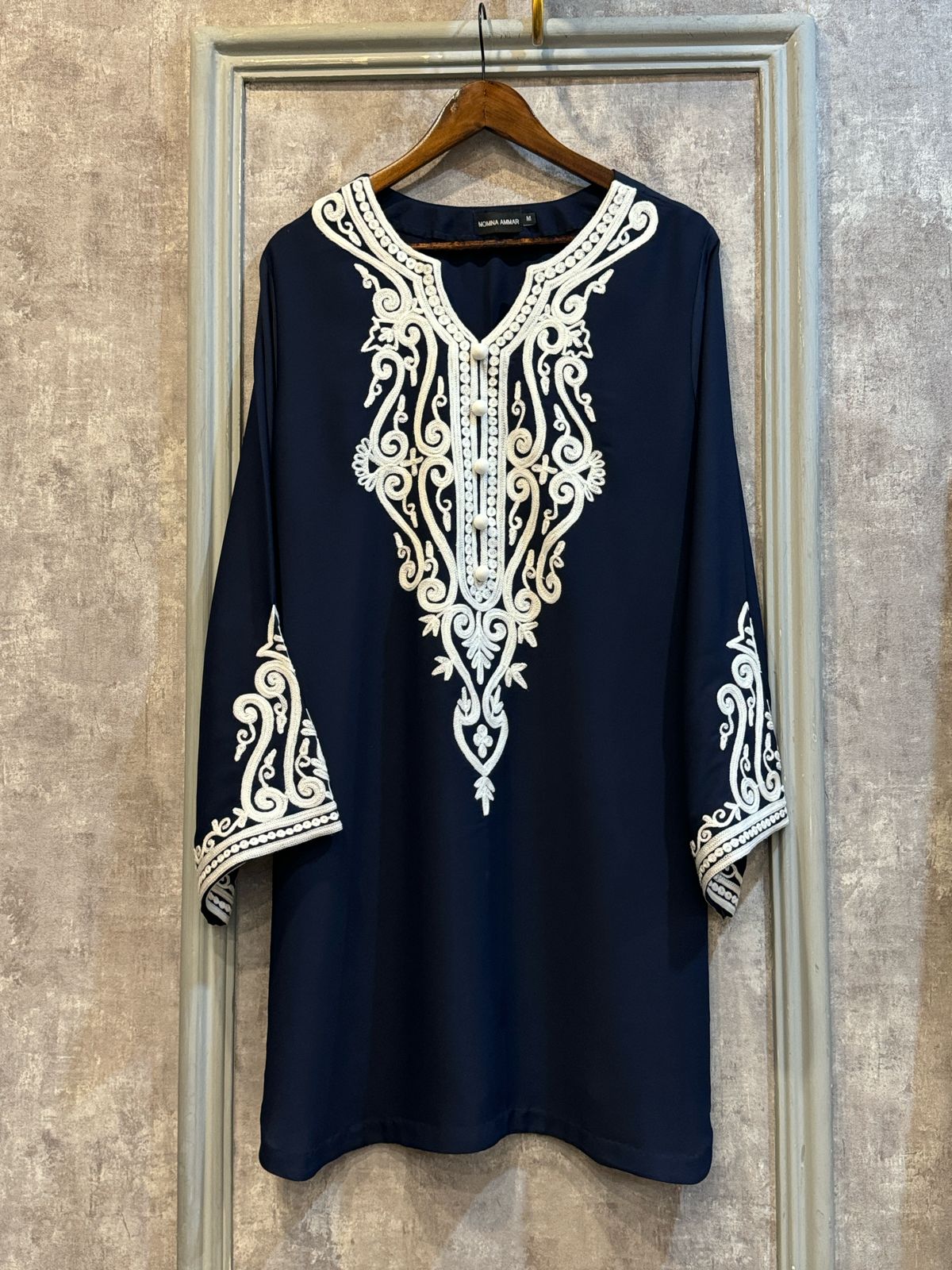 Navy with white Farshi shalwar