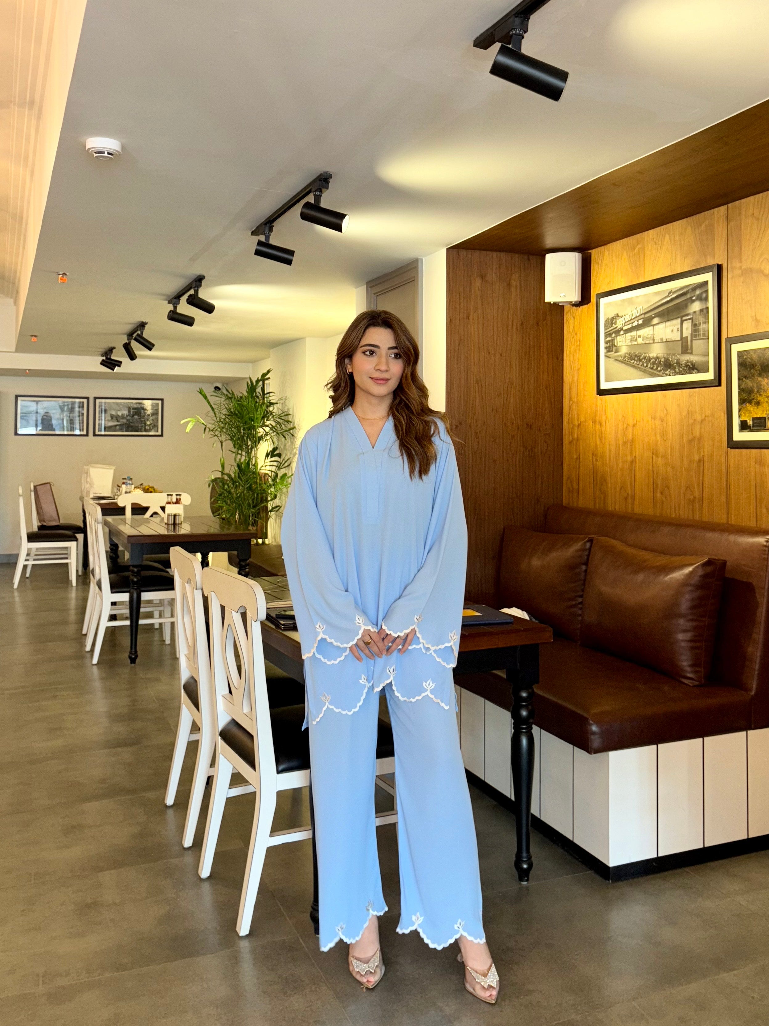 Ice blue hem Co-ord set