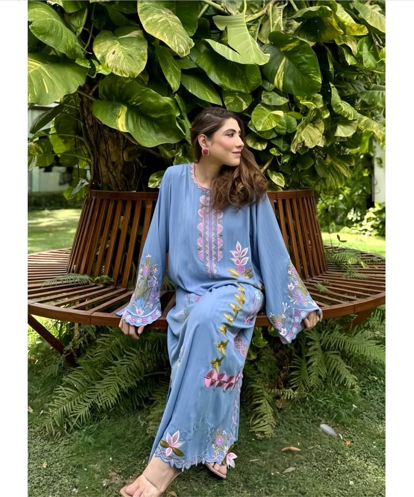 Ice blue kaftan