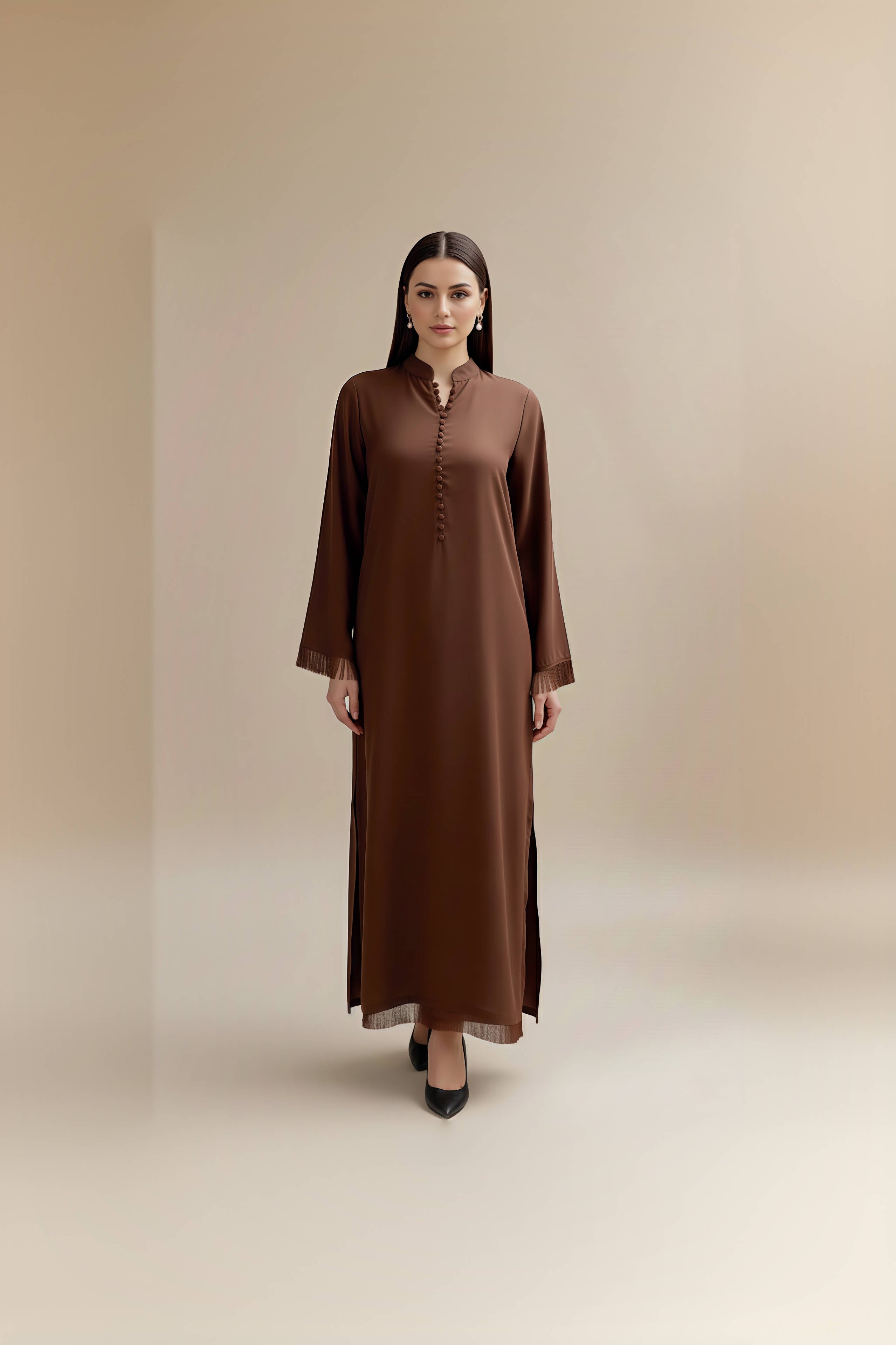 Brown button Set+Fringes