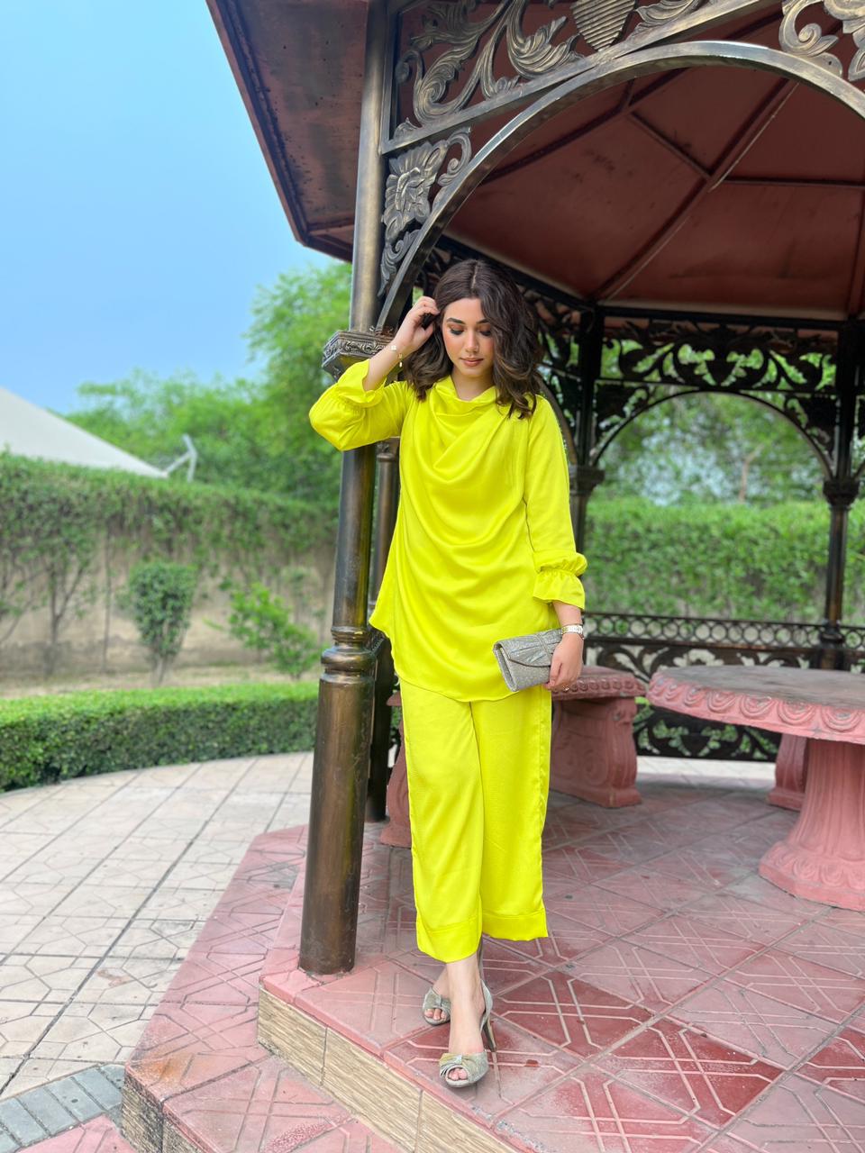 Cowl Neck Lime Momina Ammar