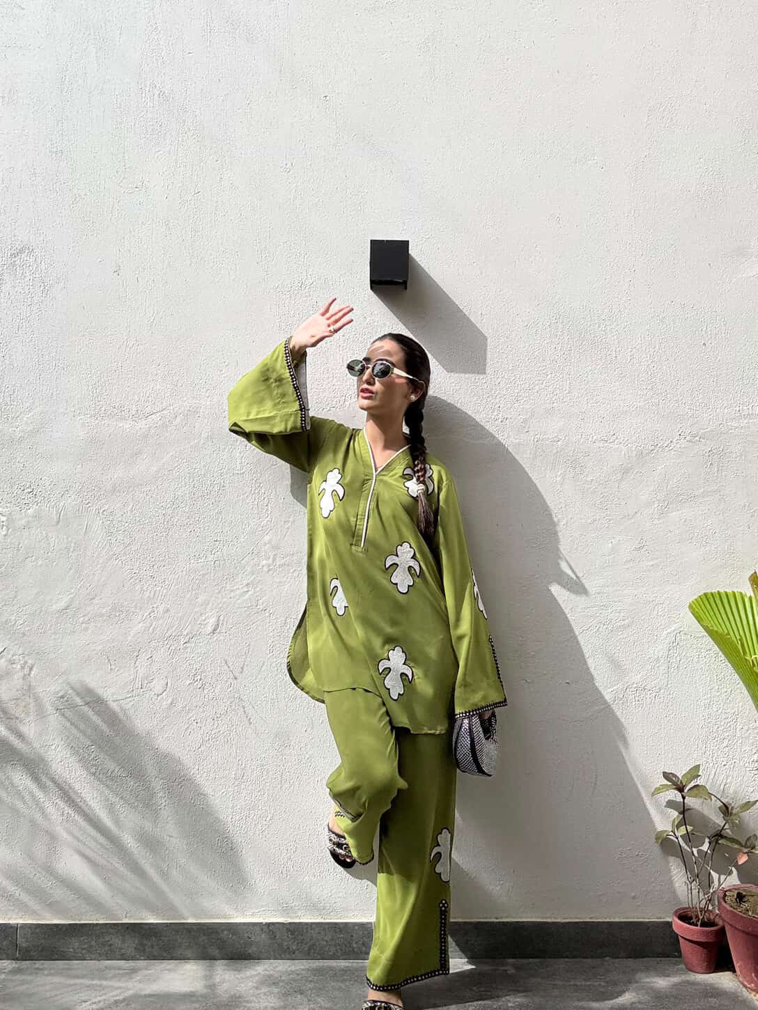 Parrot Green Embroidered