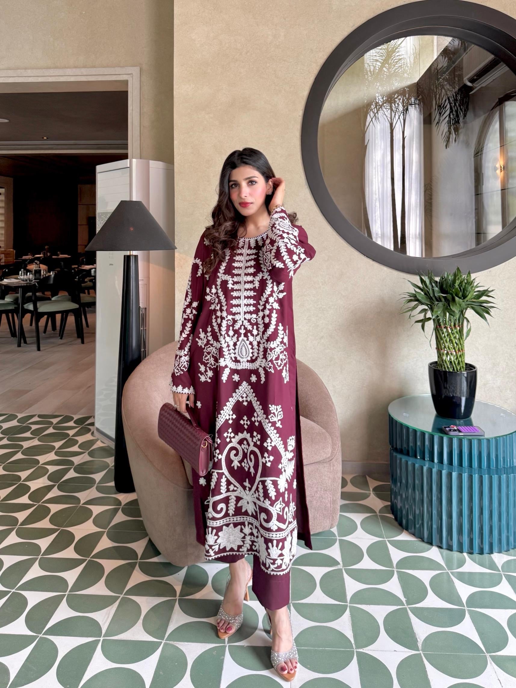 Burgundy Ari Embroidered Tunic