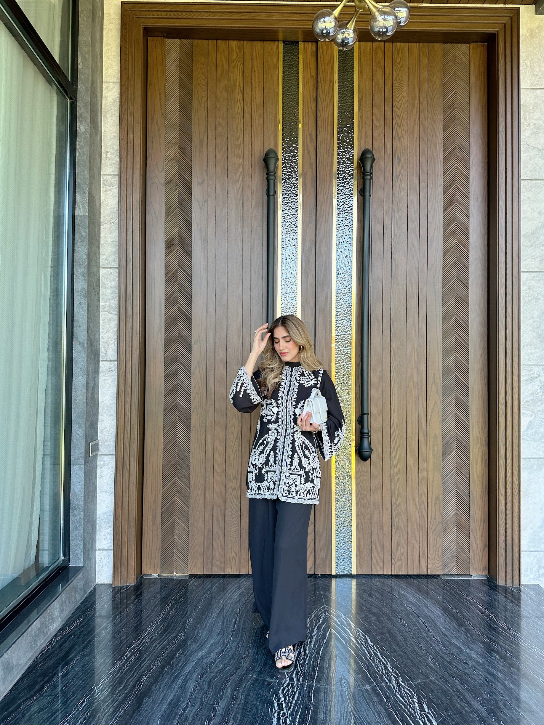 Black Embroidered sewing Spot