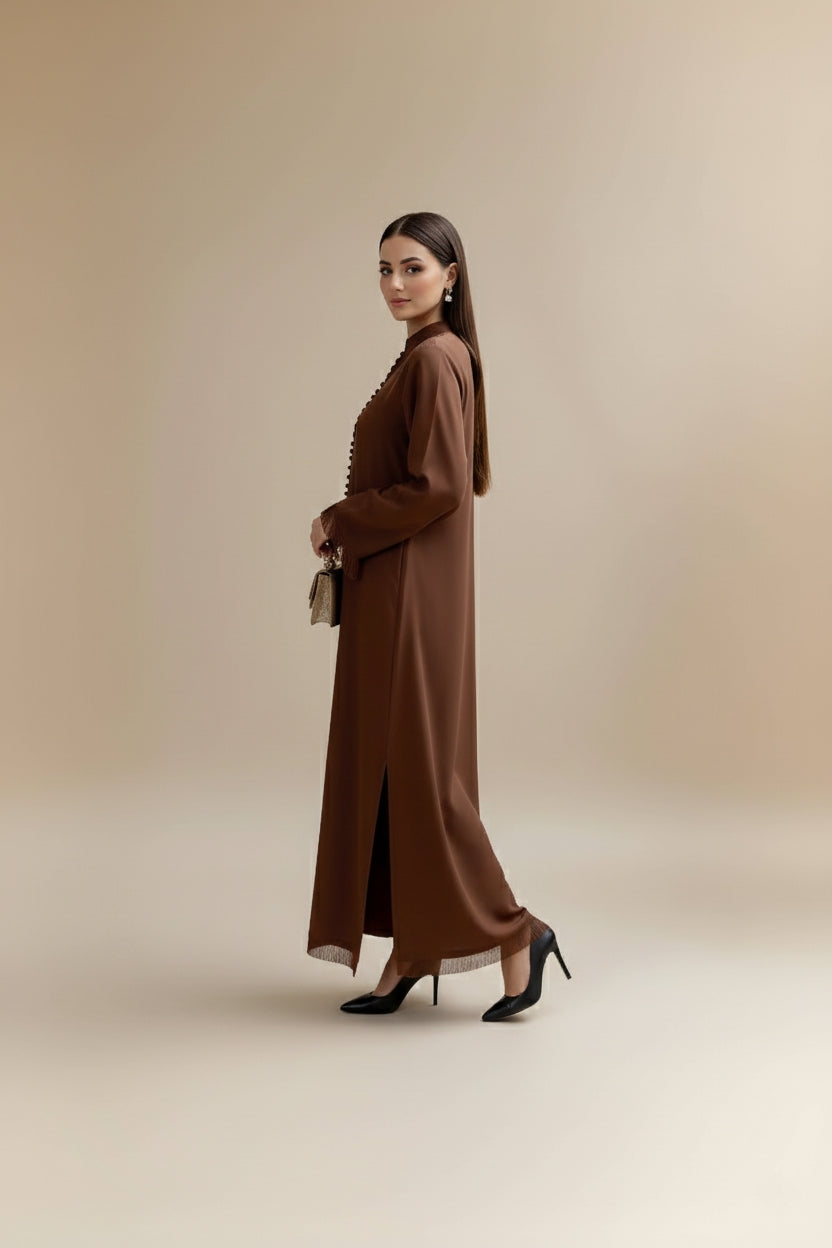 Brown button Set+Fringes