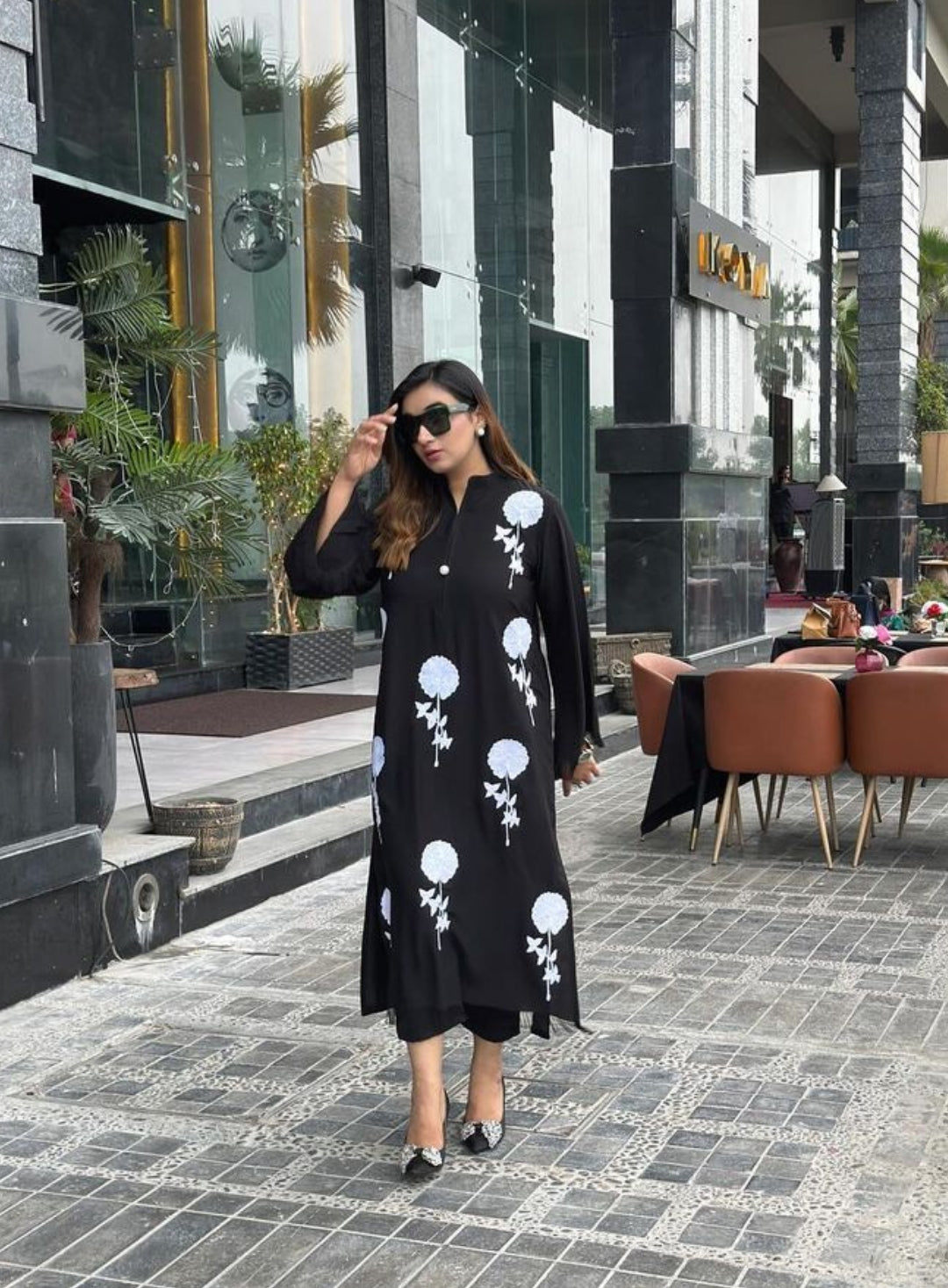 Flower embroidered two pc Momina Ammar