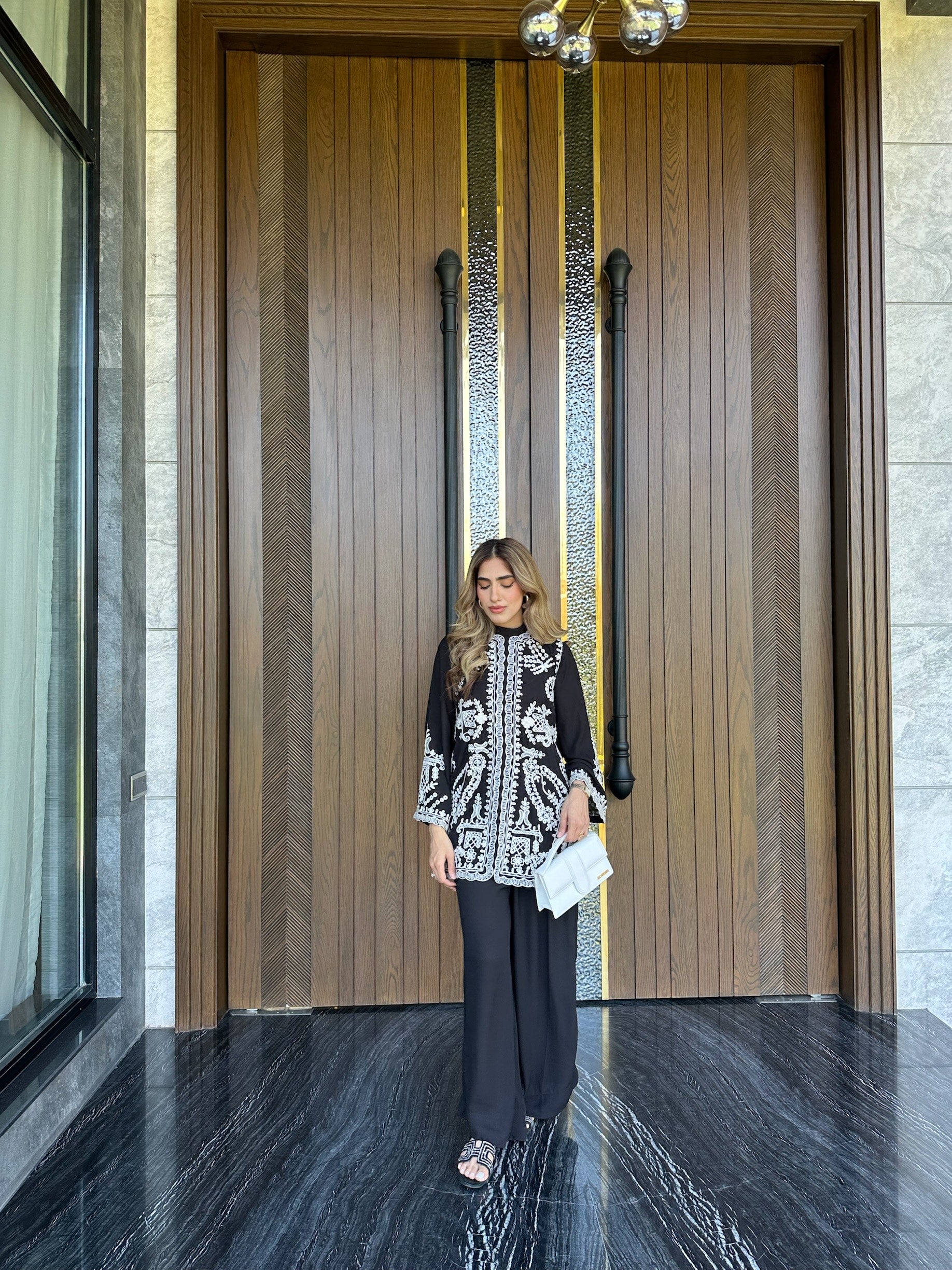 Black Embroidered sewing Spot