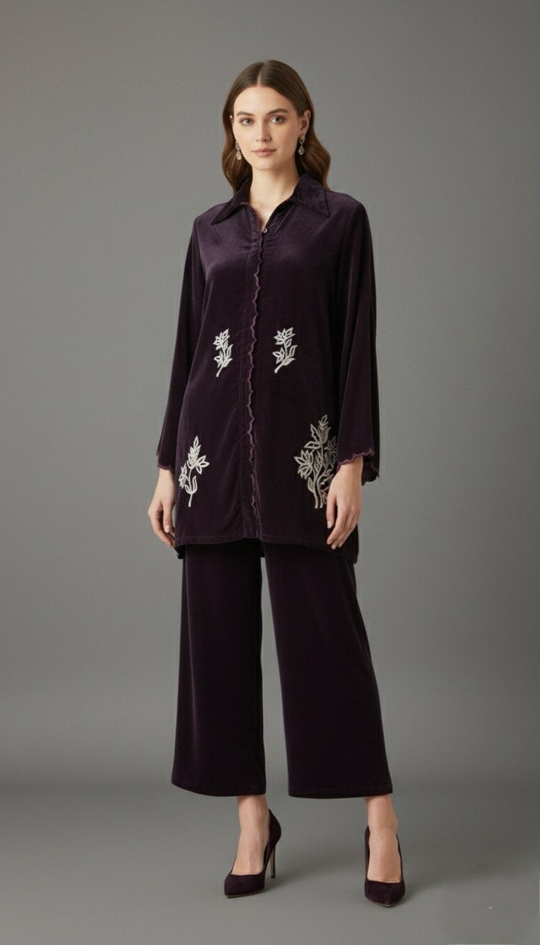 Purple scallop velvet