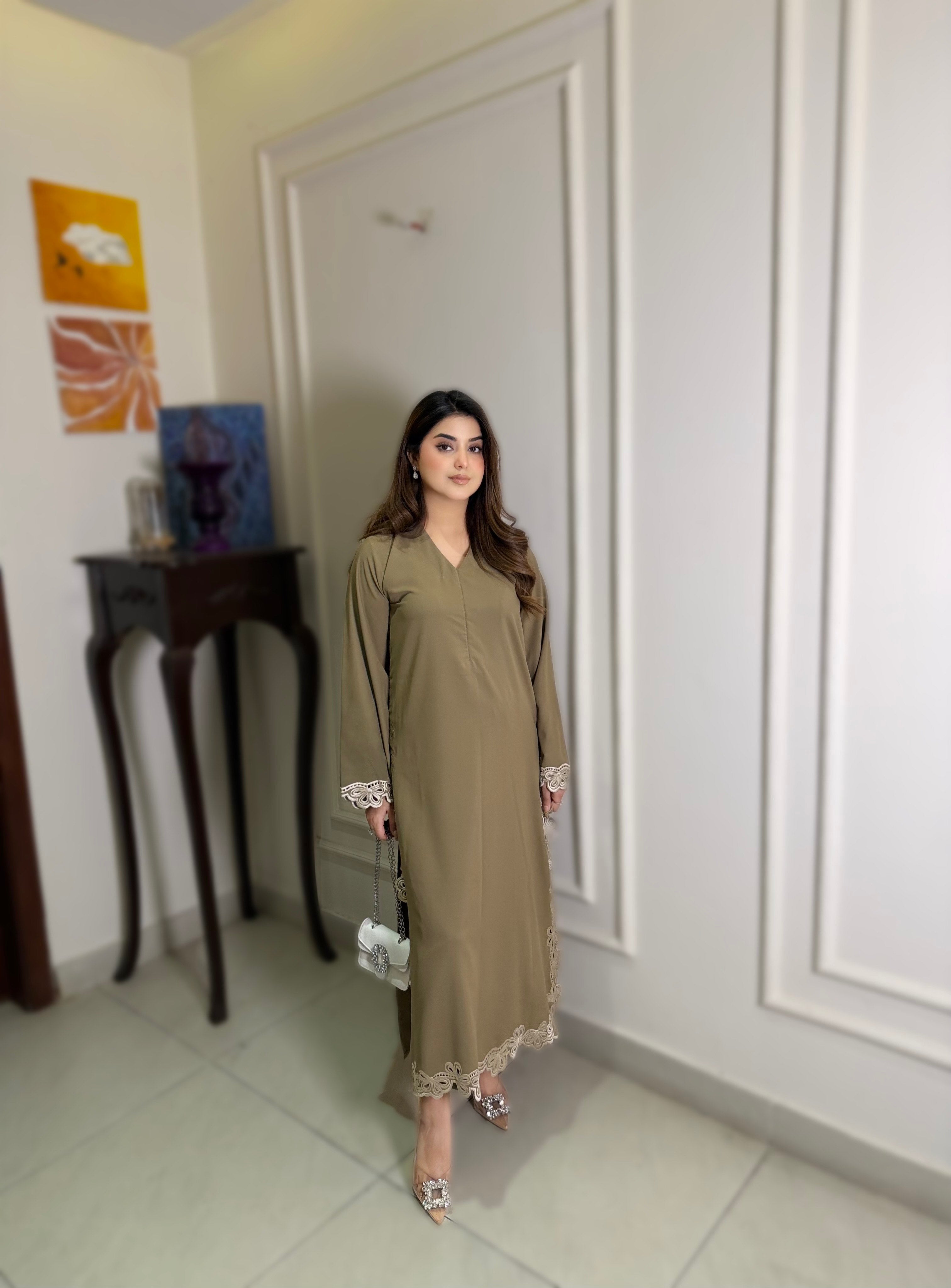 Petal hem Olive Twill