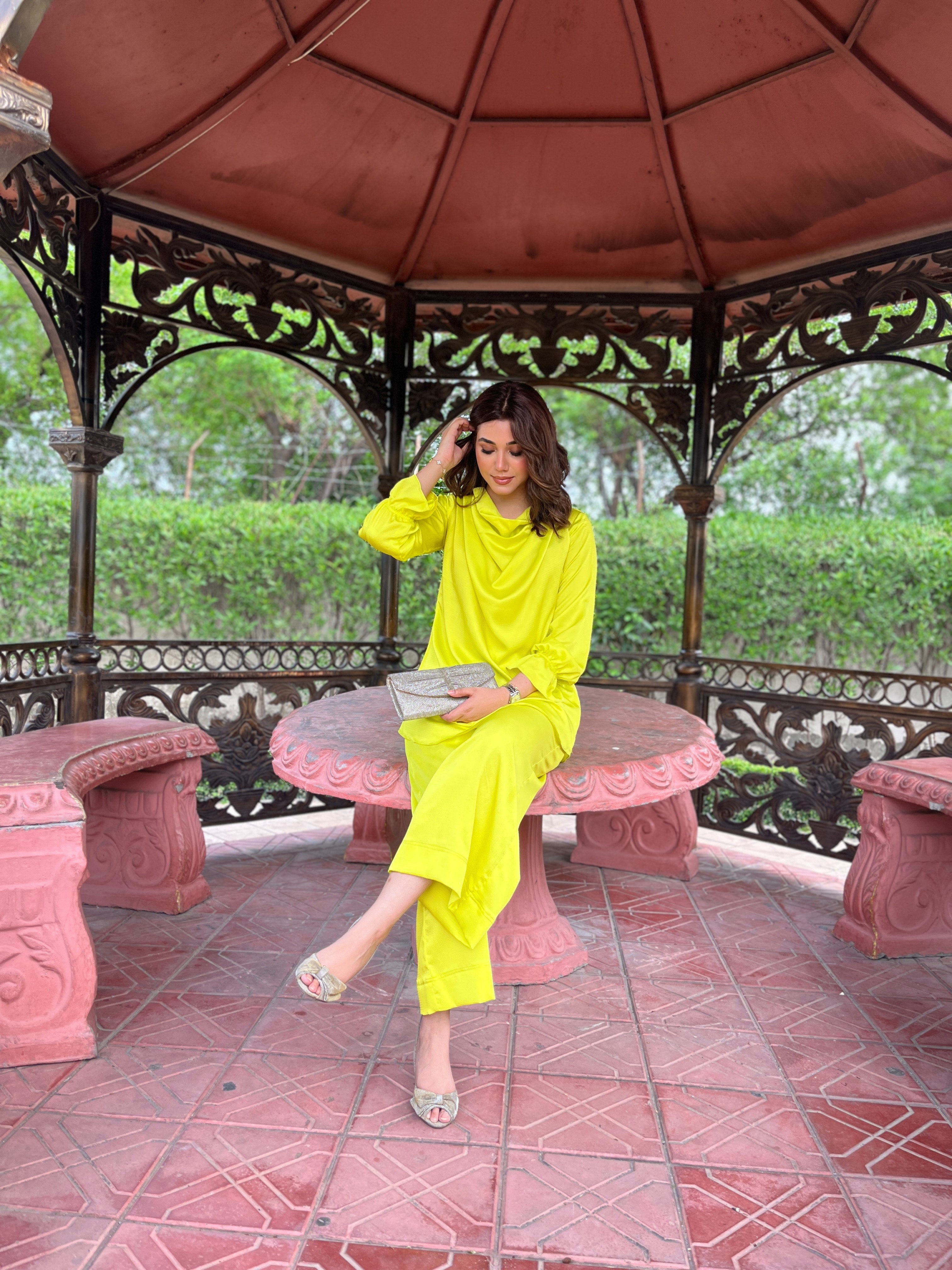 Cowl Neck Lime Momina Ammar