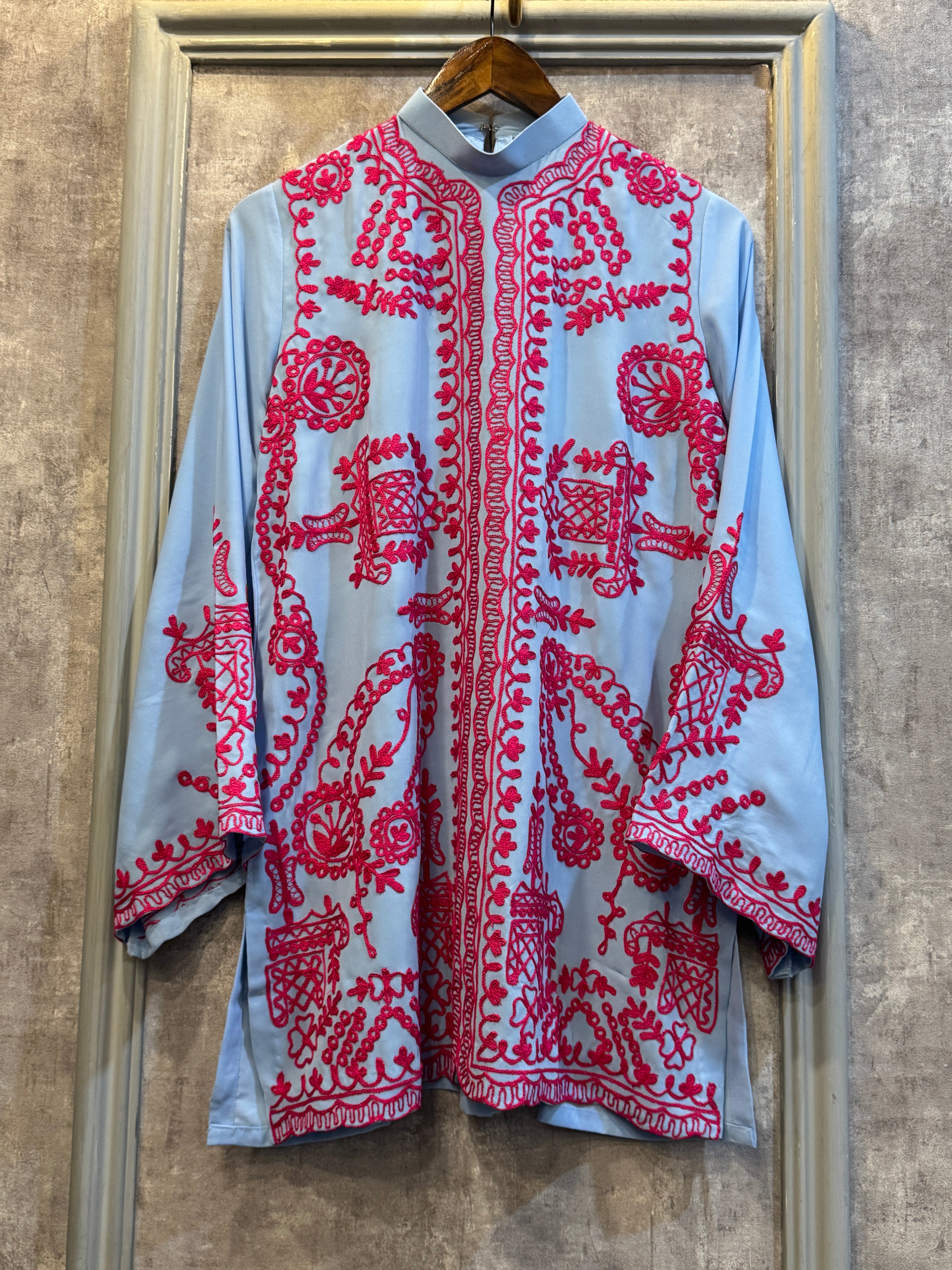 Ice blue Embroidered sewing Spot