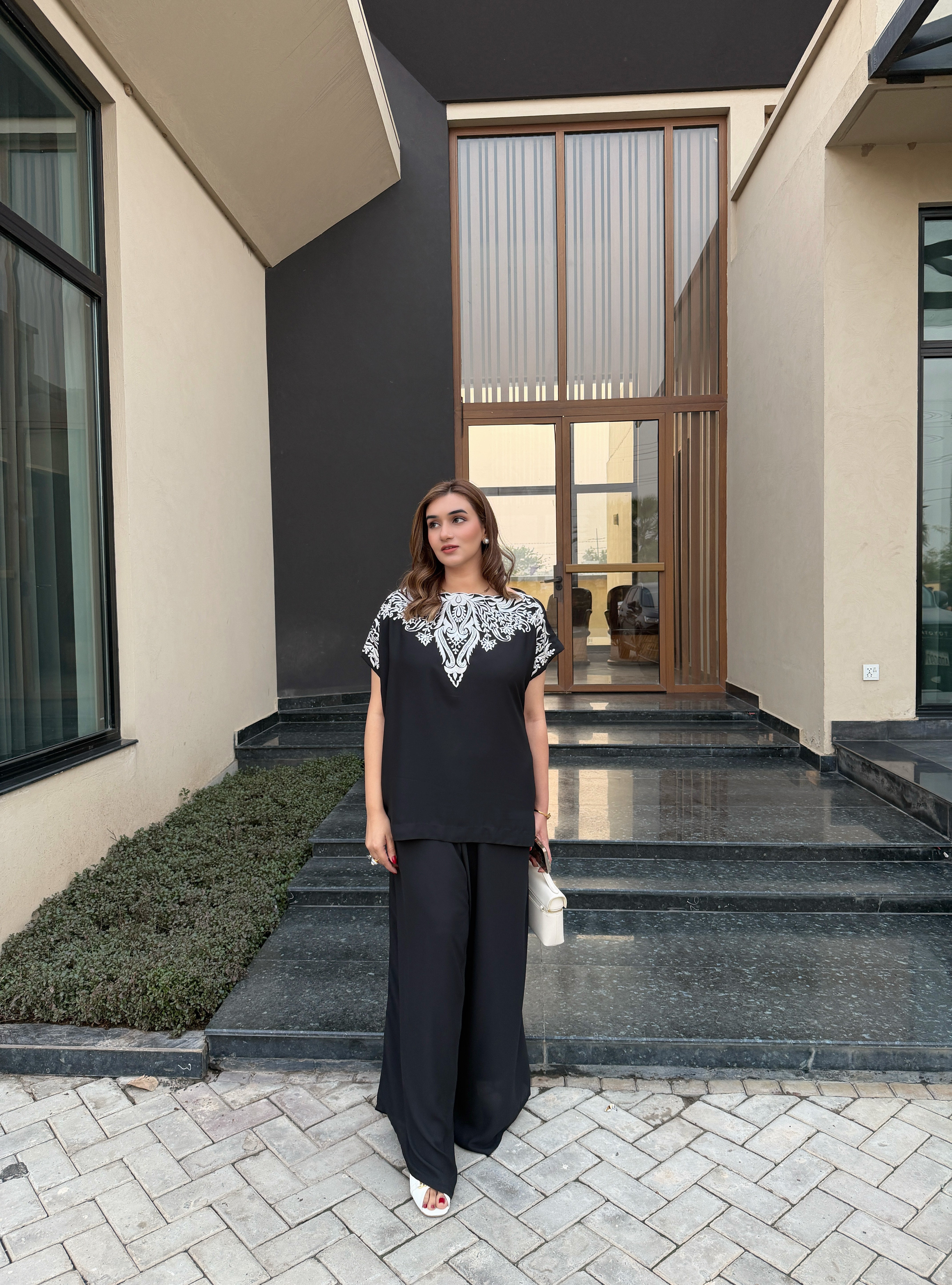 Black Embroidered Georgette