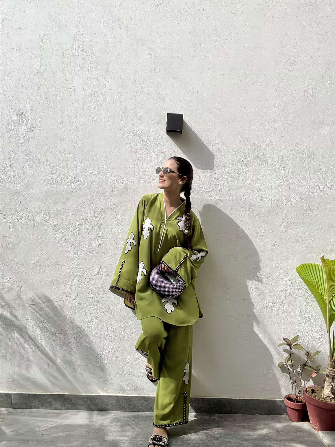 Parrot Green Embroidered