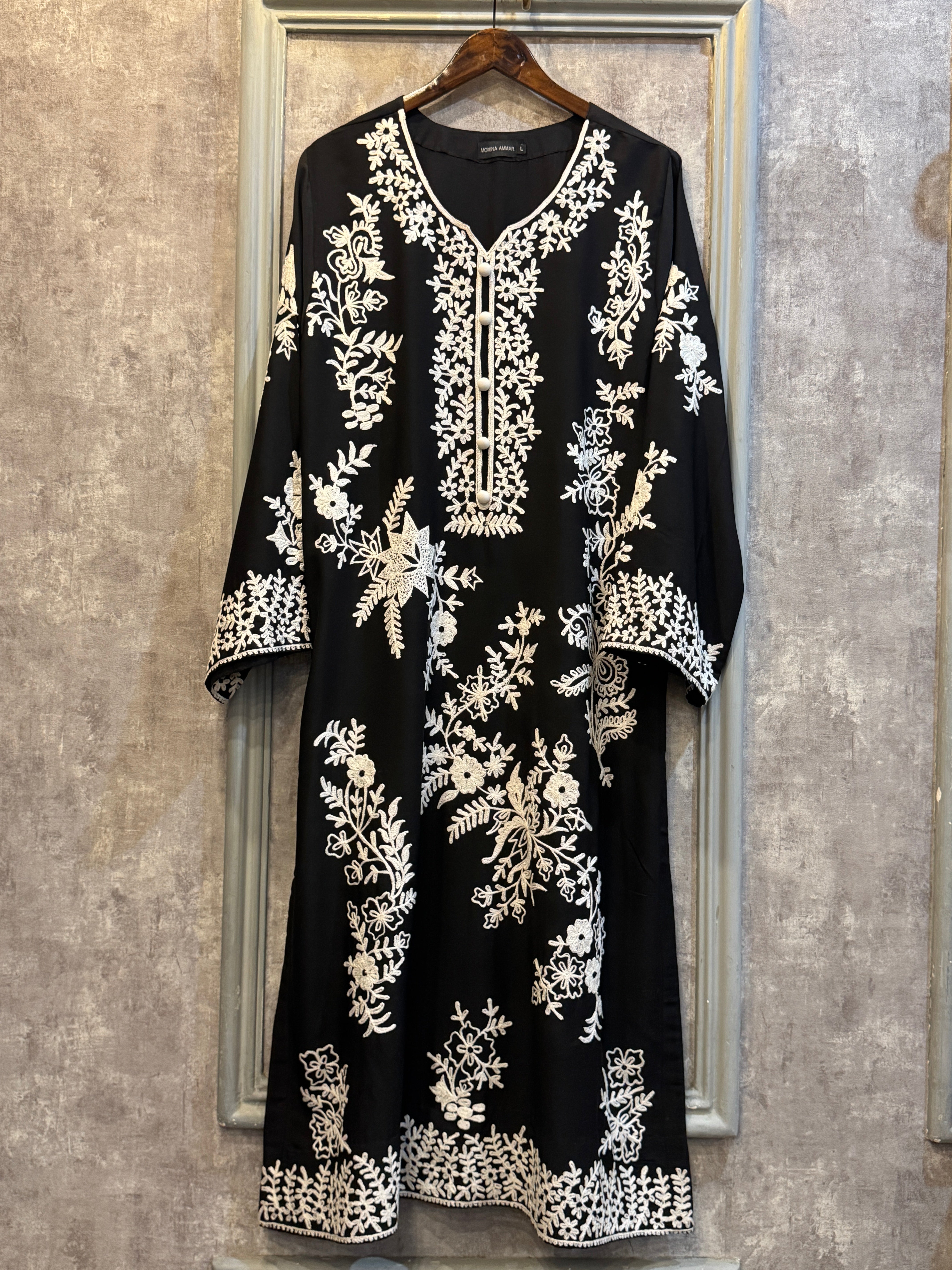 Black flower Embroidered two pc