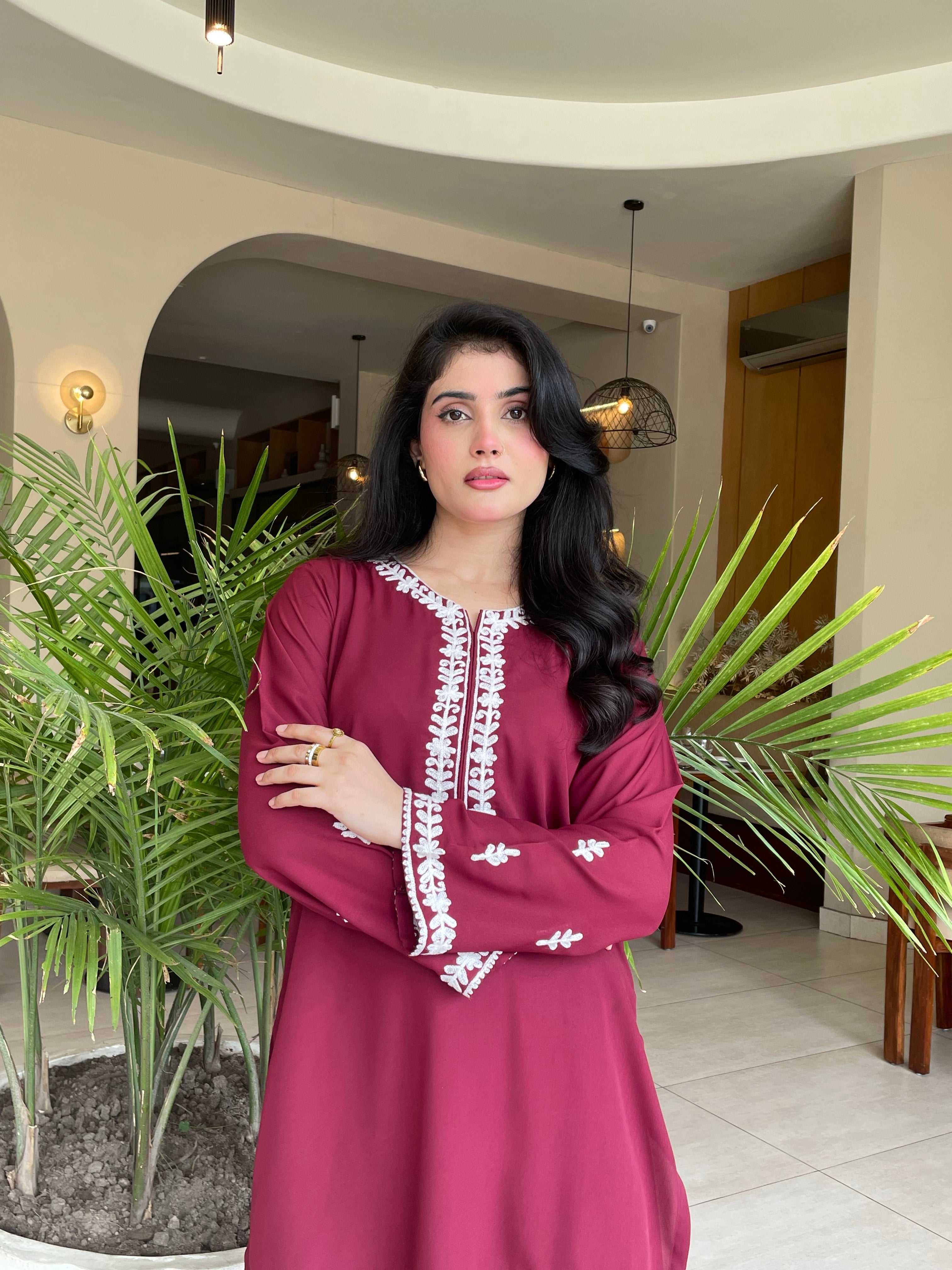 Burgundy Embroidery shalwar set