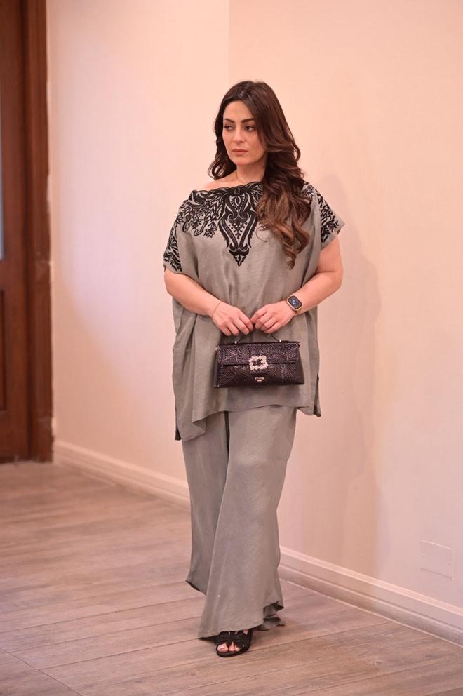 Gray Embroidered Raw Silk