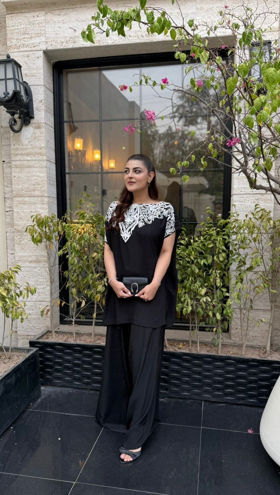 Black Embroidered Georgette