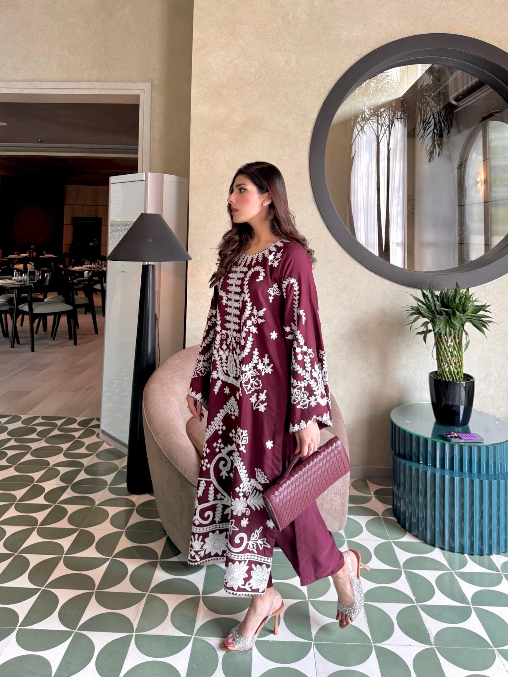 Burgundy Ari Embroidered Tunic