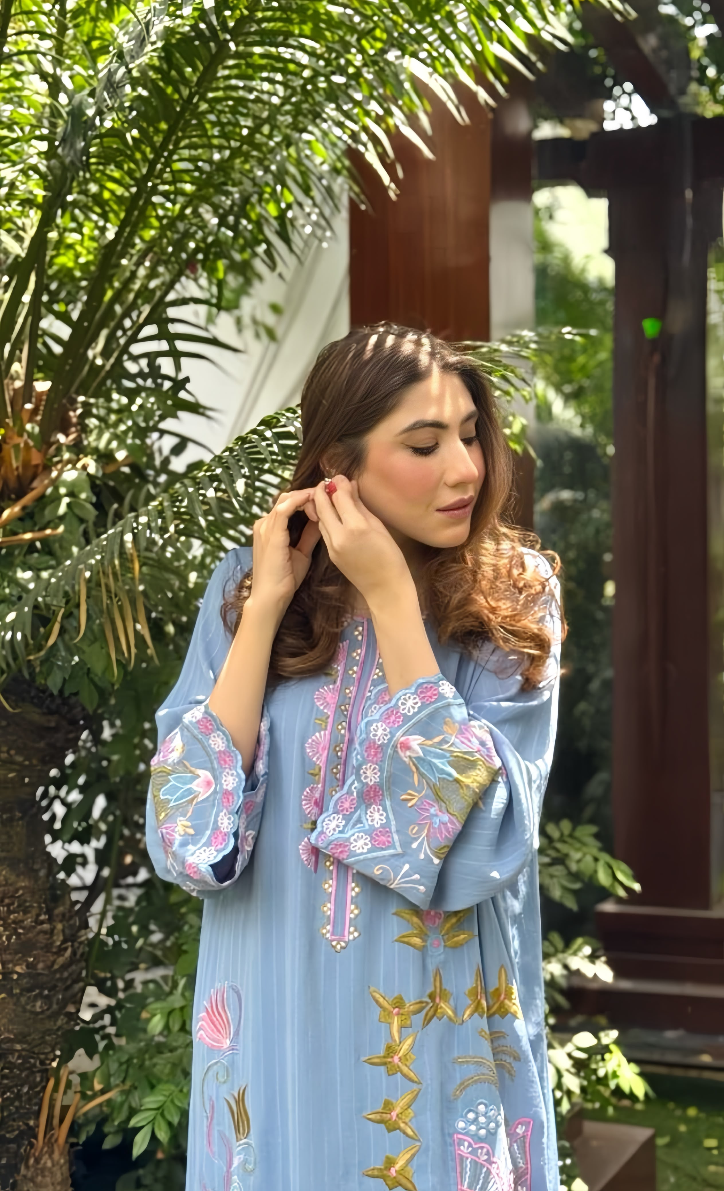 Ice blue kaftan